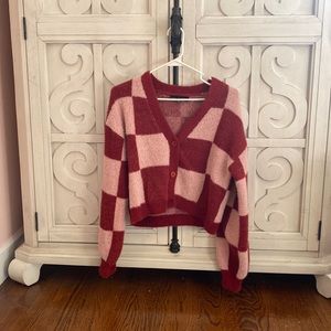 Fuzzy Red and Pink Sweater